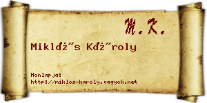 Miklós Károly névjegykártya